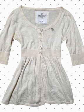 Abercrombie vintage cream babydoll button up half sleeve top / cardigan